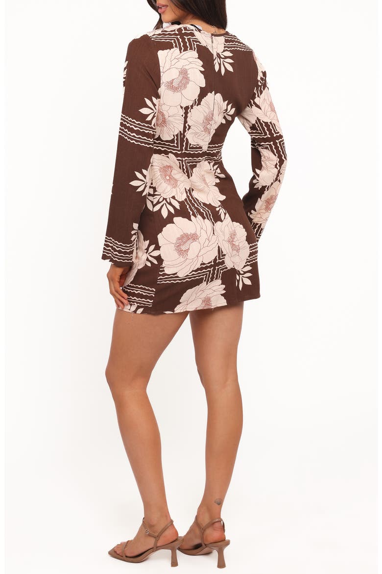 Marylon Floral Long Sleeve Minidress, Alternate, color, BROWN FLORAL