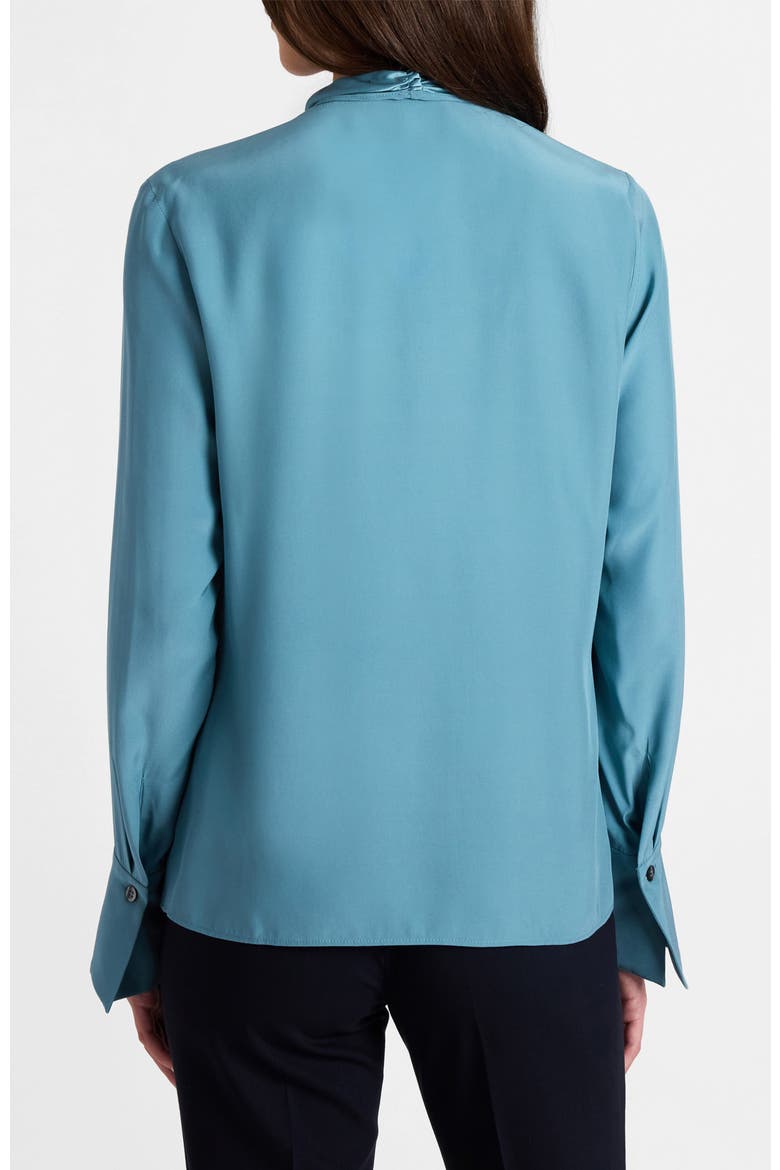 Amanda Silk Long Sleeve Tie Neck Blouse, Alternate, color, Steel Teal