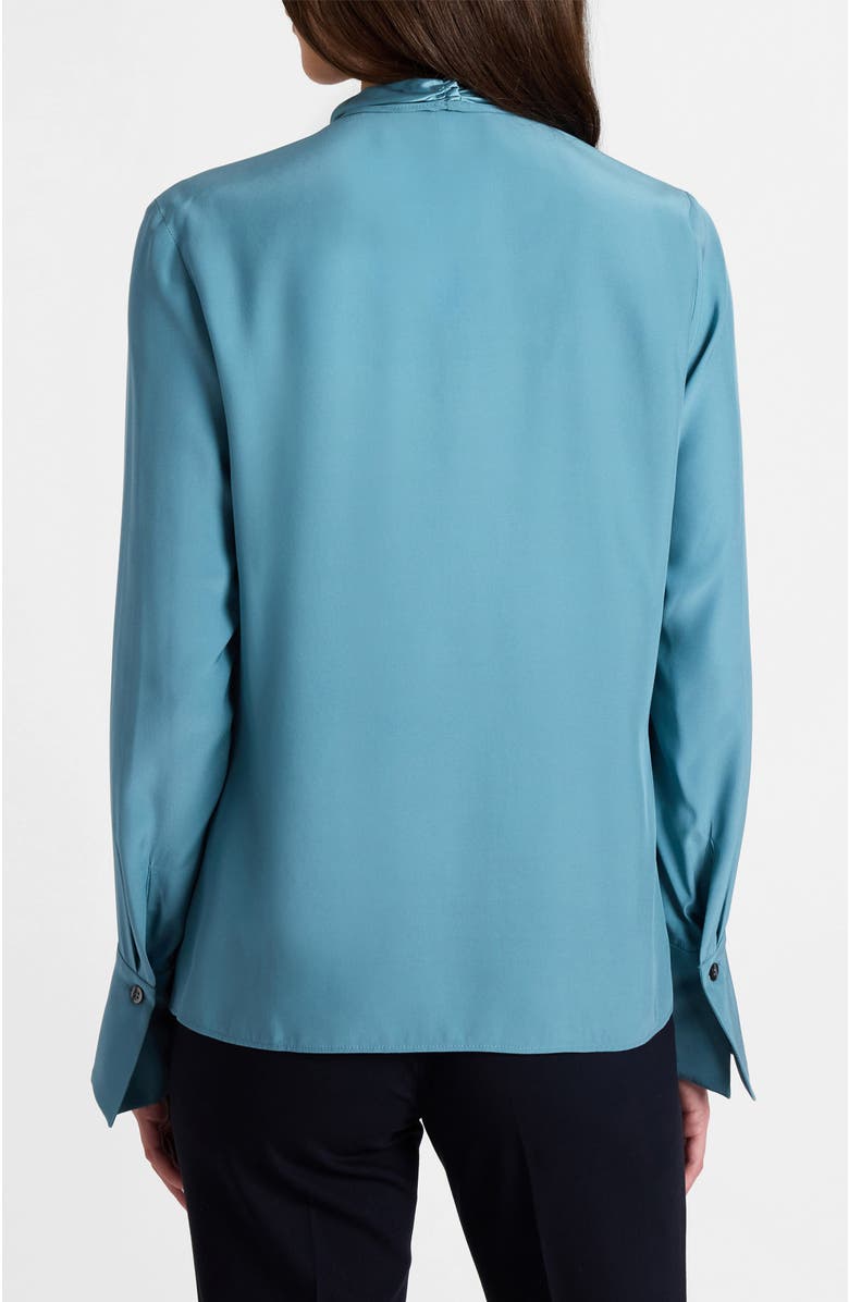 Santorelli Amanda Silk Long Sleeve Tie Neck Blouse, Alternate, color, Steel Teal
