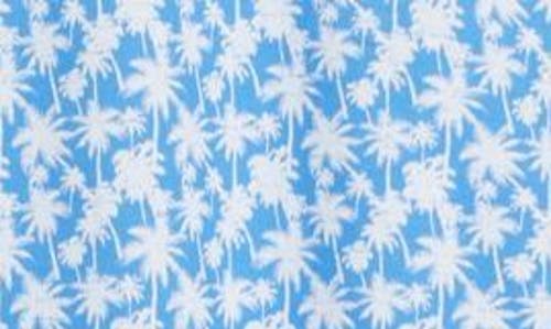 Bugatchi Miles Ooohcotton® Palm Tree Print Short Sleeve Button-up Shirt In Classic Blue