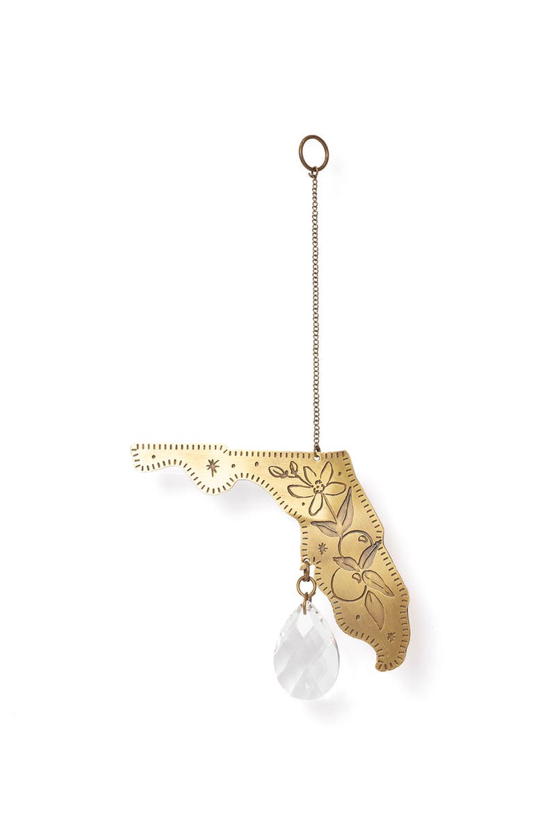 Matr Boomie Florida State Orange Blossom Engraved Suncatcher, Main, color, Brass