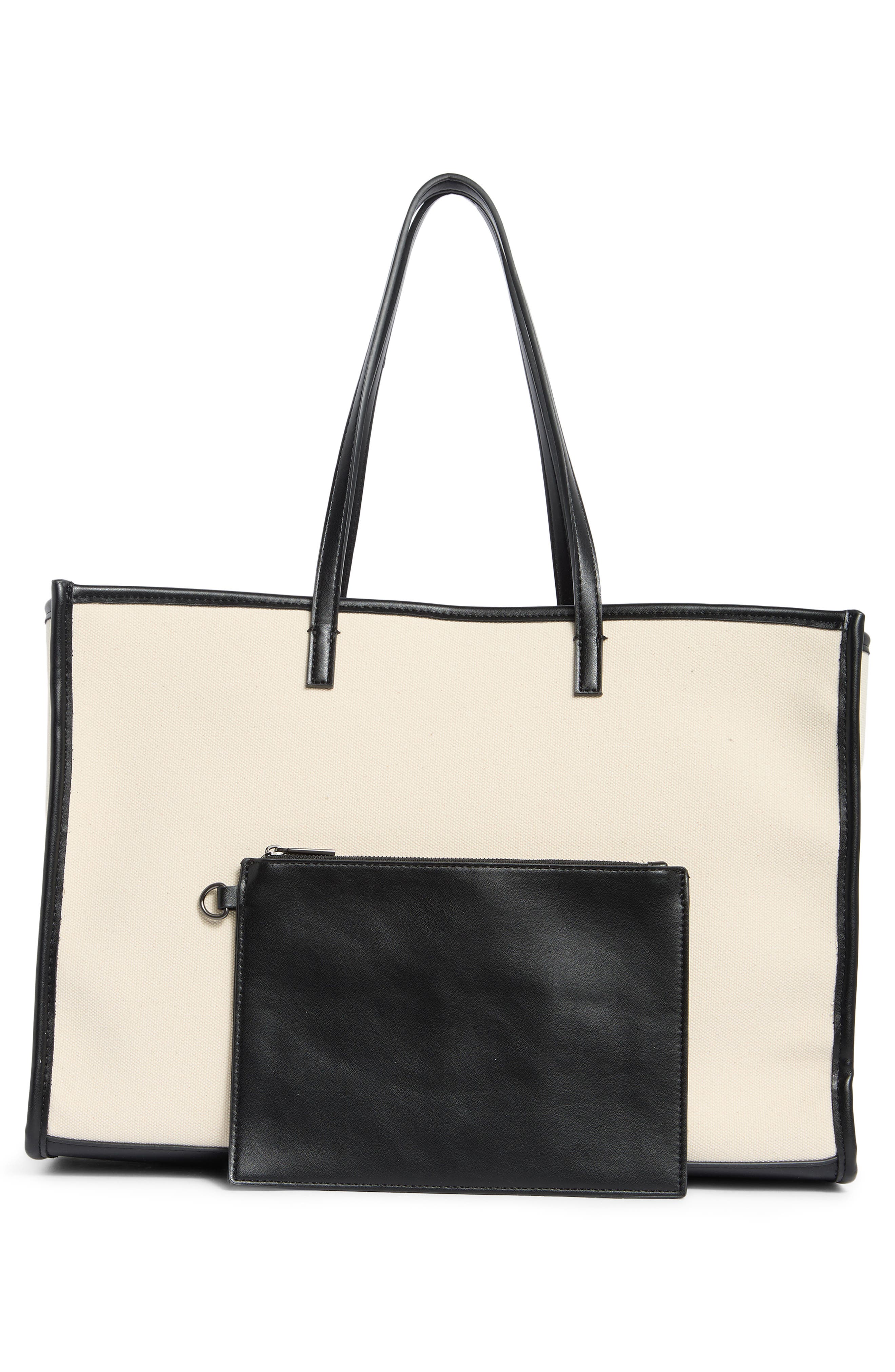 BCBG Canvas Tote Bag, Alternate, color, Natural Black