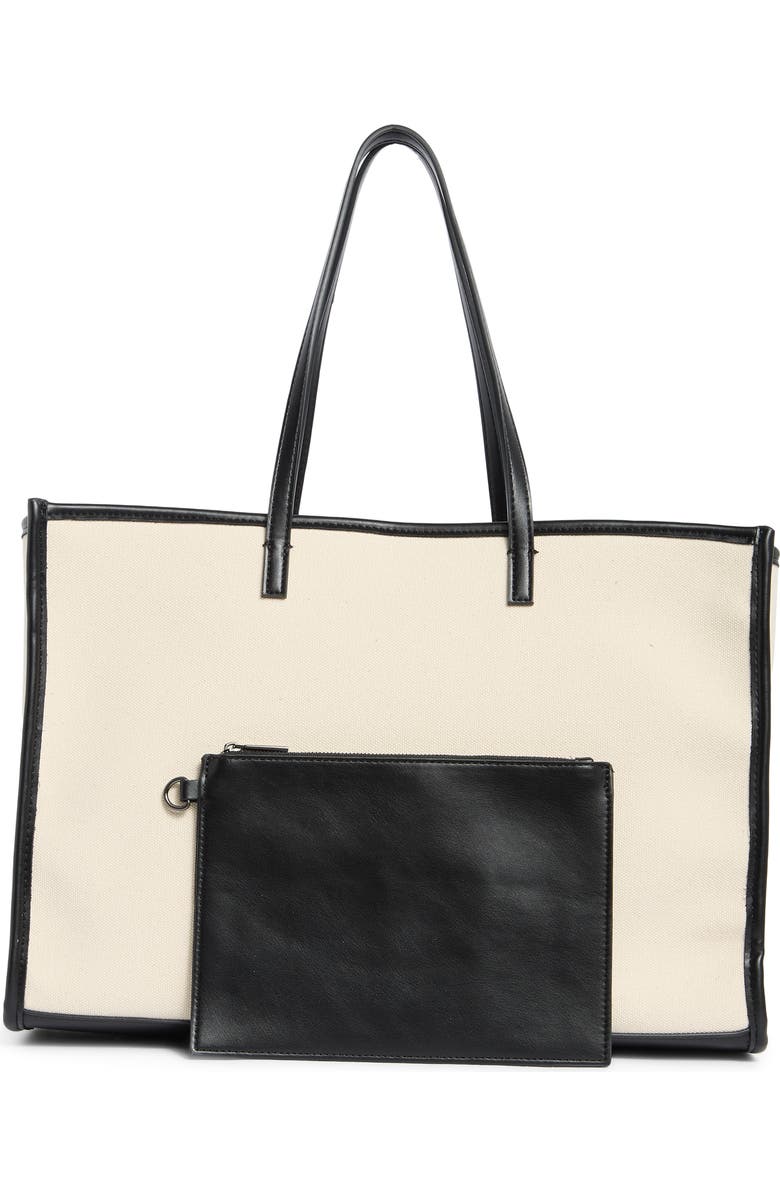 BCBG Canvas Tote Bag, Alternate, color, Natural Black
