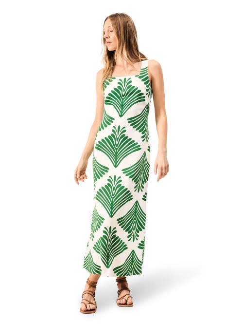Ro&zo Womens Green Fan-print Square-neck Woven Maxi Dress In Green