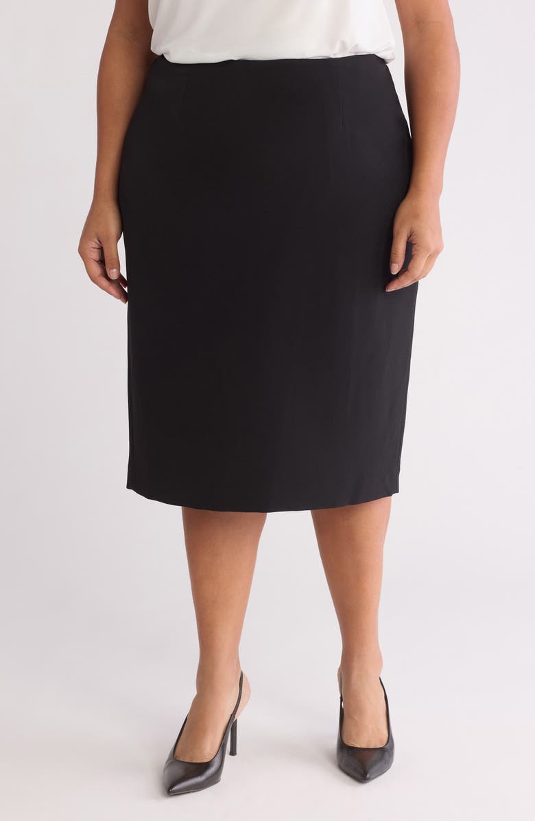 KASPER Classic Below Knee Skirt, Main, color, Black