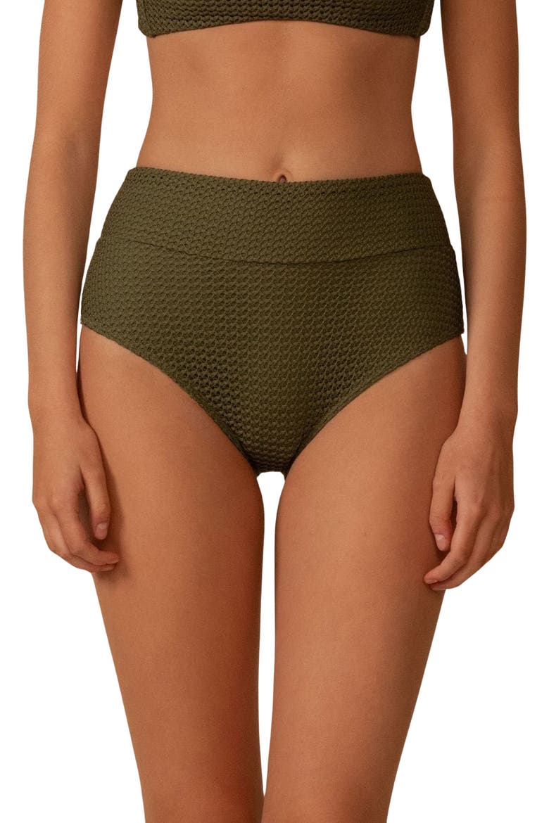 High Waist Bikini Bottoms, Main, color, OLIVE CROCHET