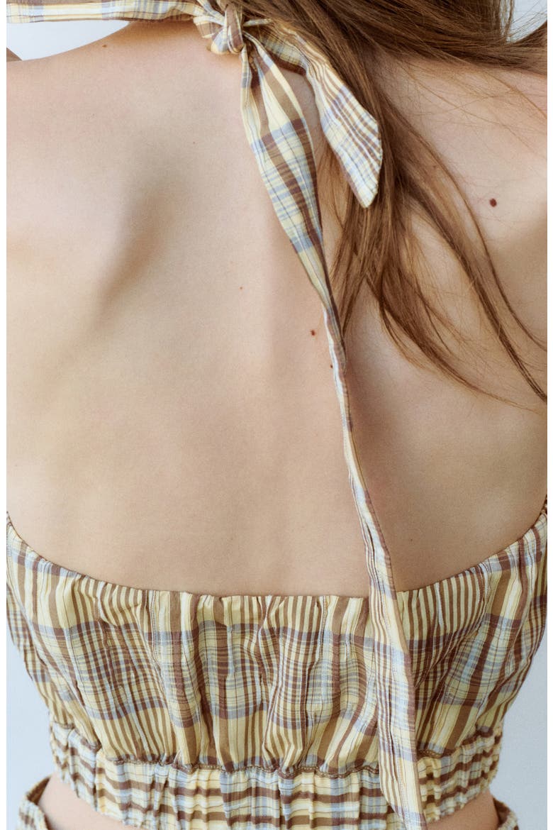Jollie Plaid Halter Top, Alternate, color, BROWN