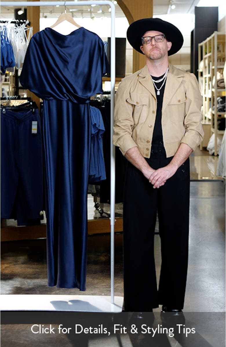 Blouson Bodice Bias Cut Satin Gown, sales video thumbnail