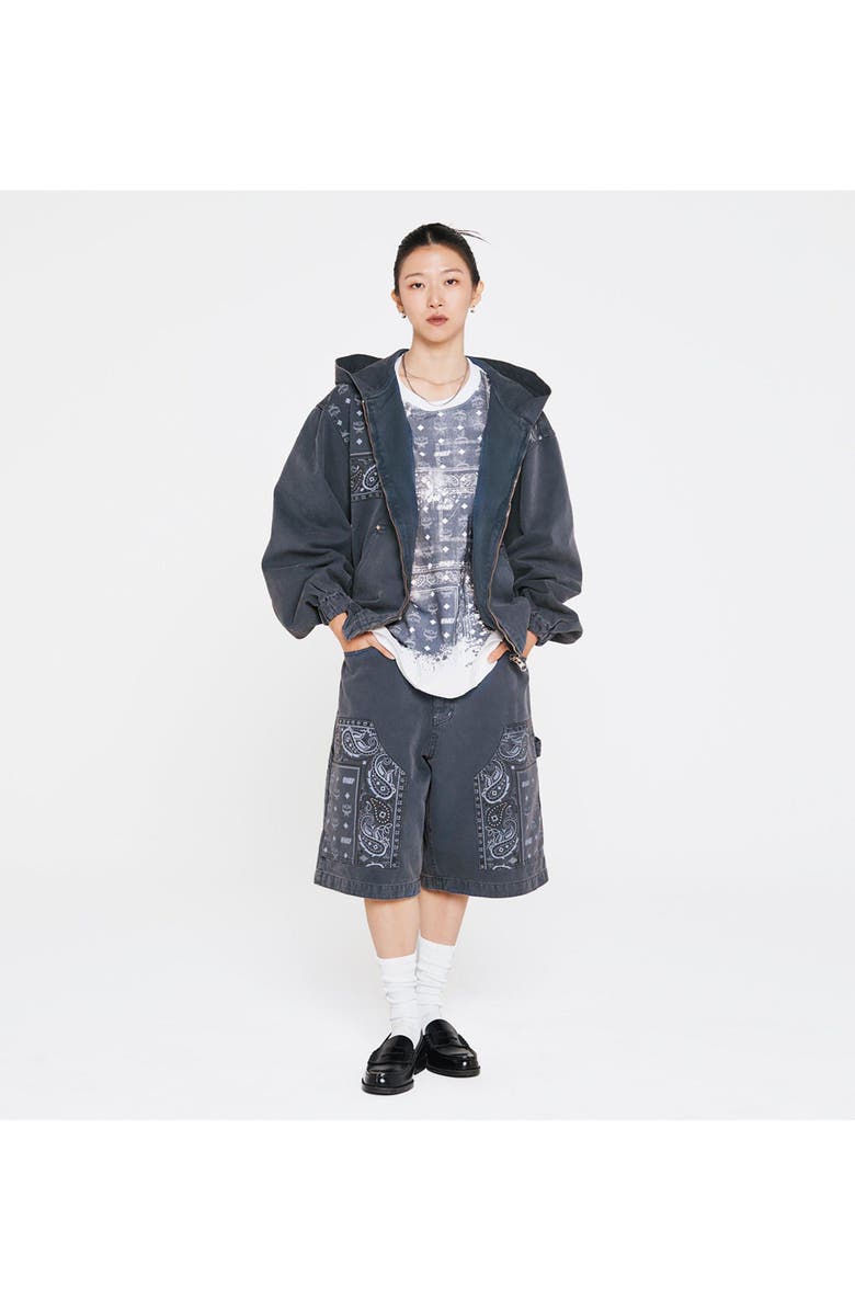 MCM x KASINA Bandana Monogram Zip Hoodie in Oxford Cotton, Alternate, color, Blue