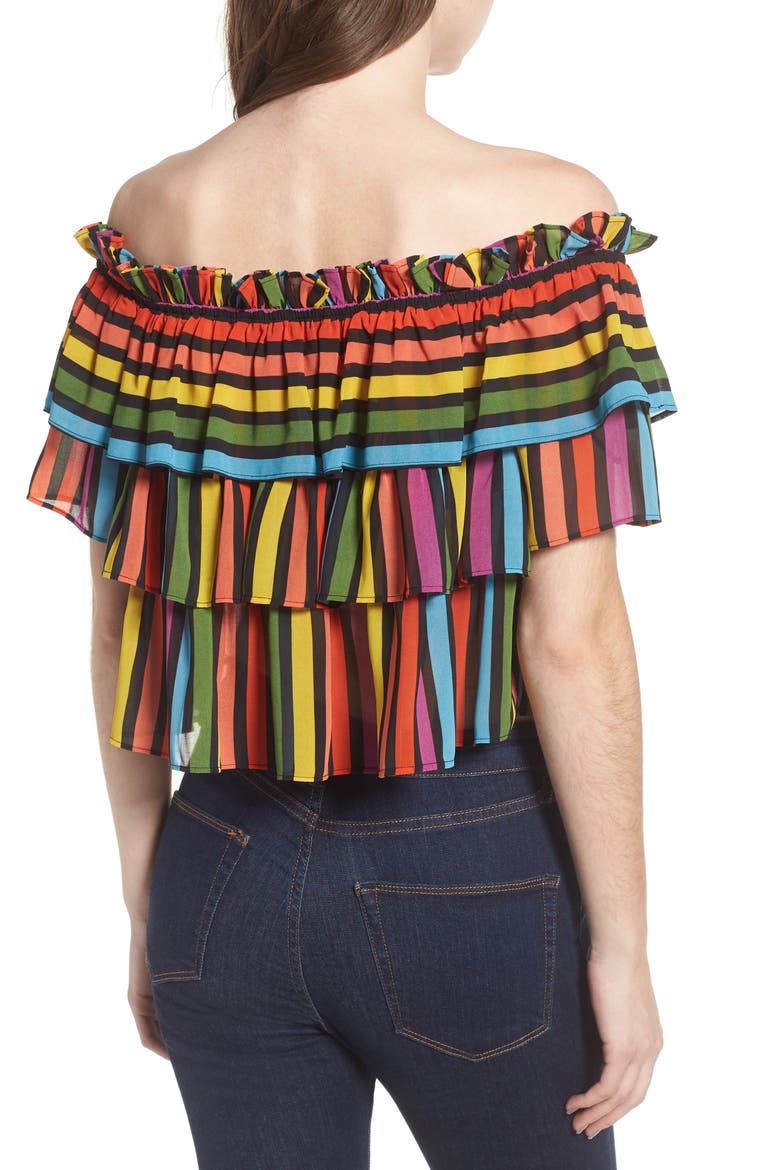 Toulon Tiered Ruffle Top, Alternate, color, RAINBOW STRIPE