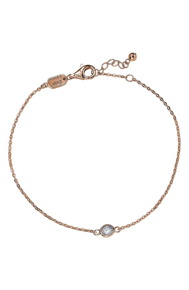 SUZY LEVIAN 14K Rose Gold Bezel Set Round Diamond Solitaire Bracelet - 0.25ct., Main, color, 