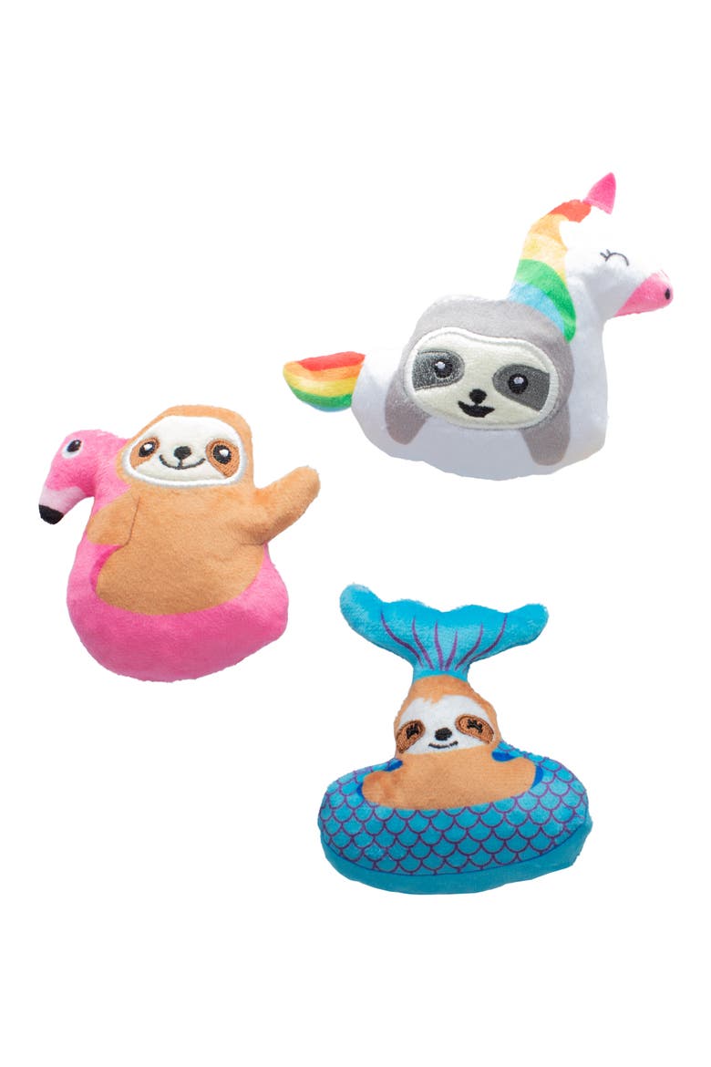 3-Piece Just Keep Floating Squeaker Dog Toy Set, Main, color, SLOTH MULTI