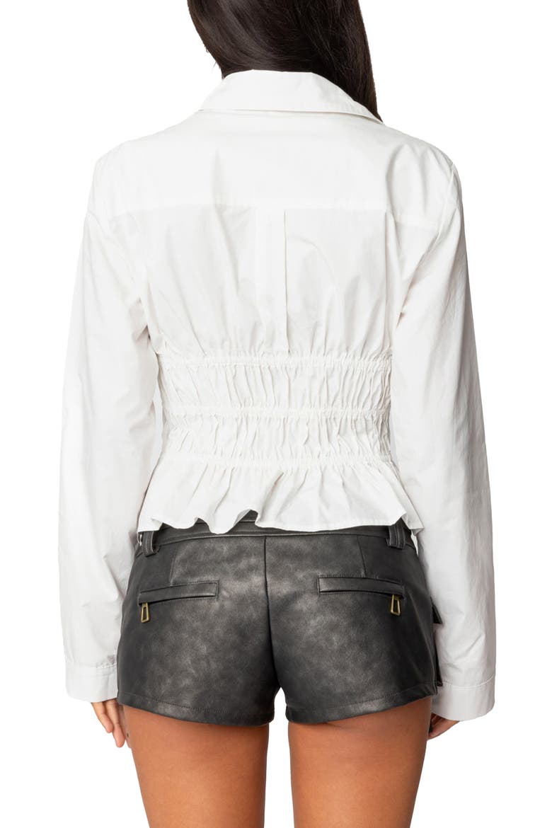 Sharon Tie Front Cotton Shirt, Alternate, color, WHITE