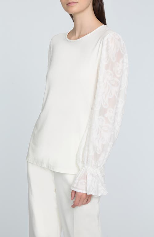 Shop Elie Tahari The Mavea Mixed Media Top In Sky White