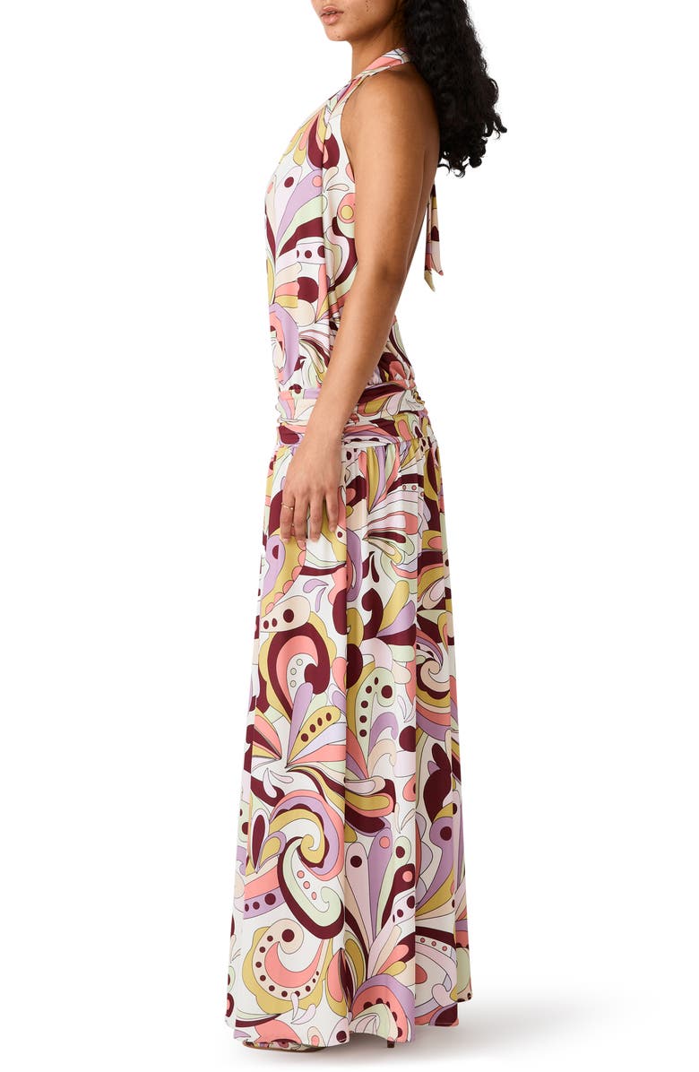 Steve Madden Gala Print Halter Maxi Dress, Alternate, color, Paisley Pop