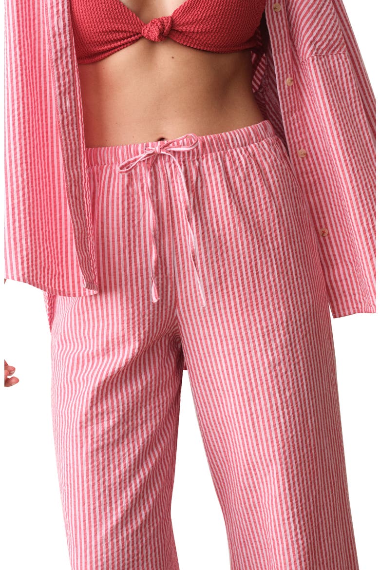Isla Stripe Cotton & Kapok Seersucker Pants, Alternate, color, PINK STRIPE