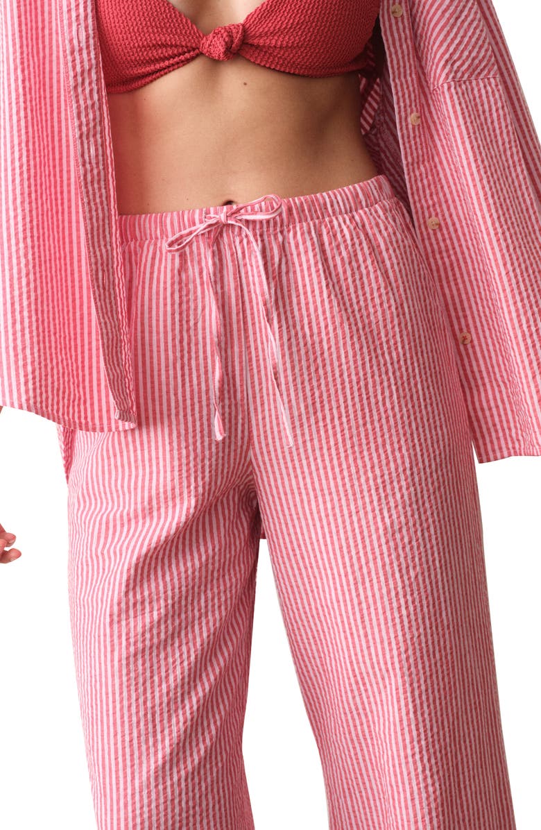 Marine Layer Isla Stripe Cotton & Kapok Seersucker Shorts, Alternate, color,