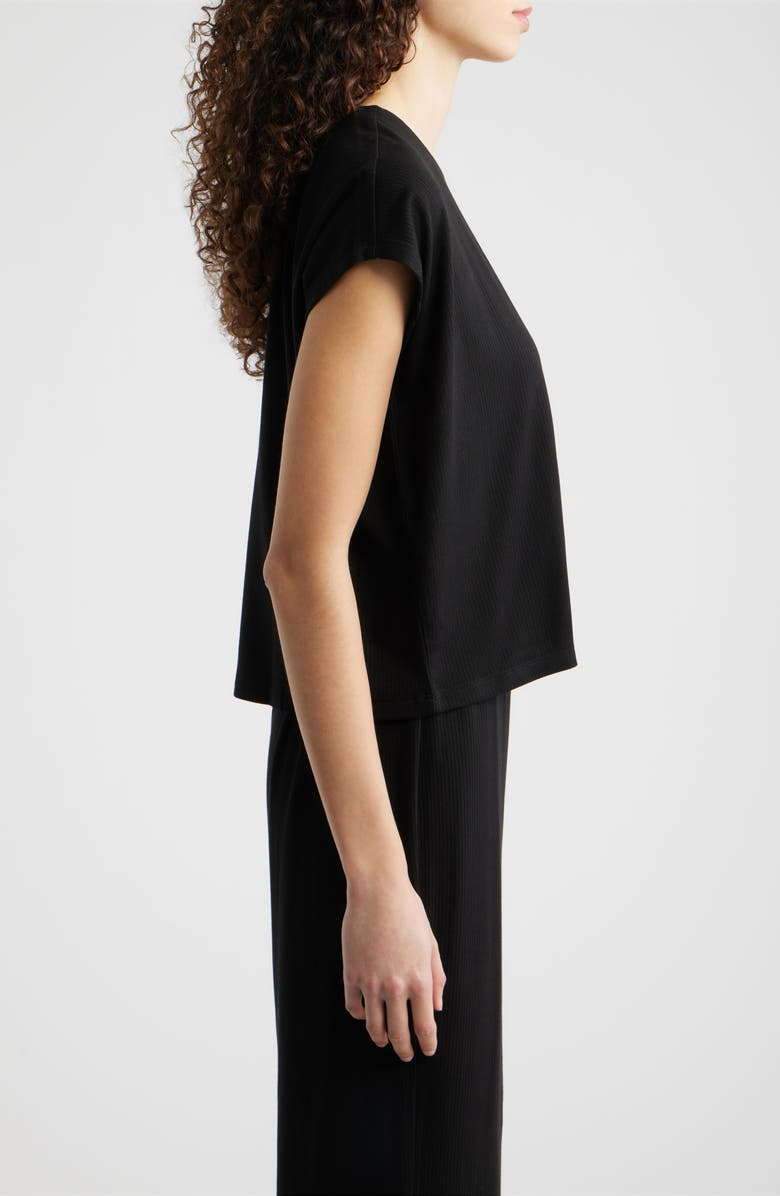 Eileen Fisher Crewneck Rib Top, Alternate, color, Black