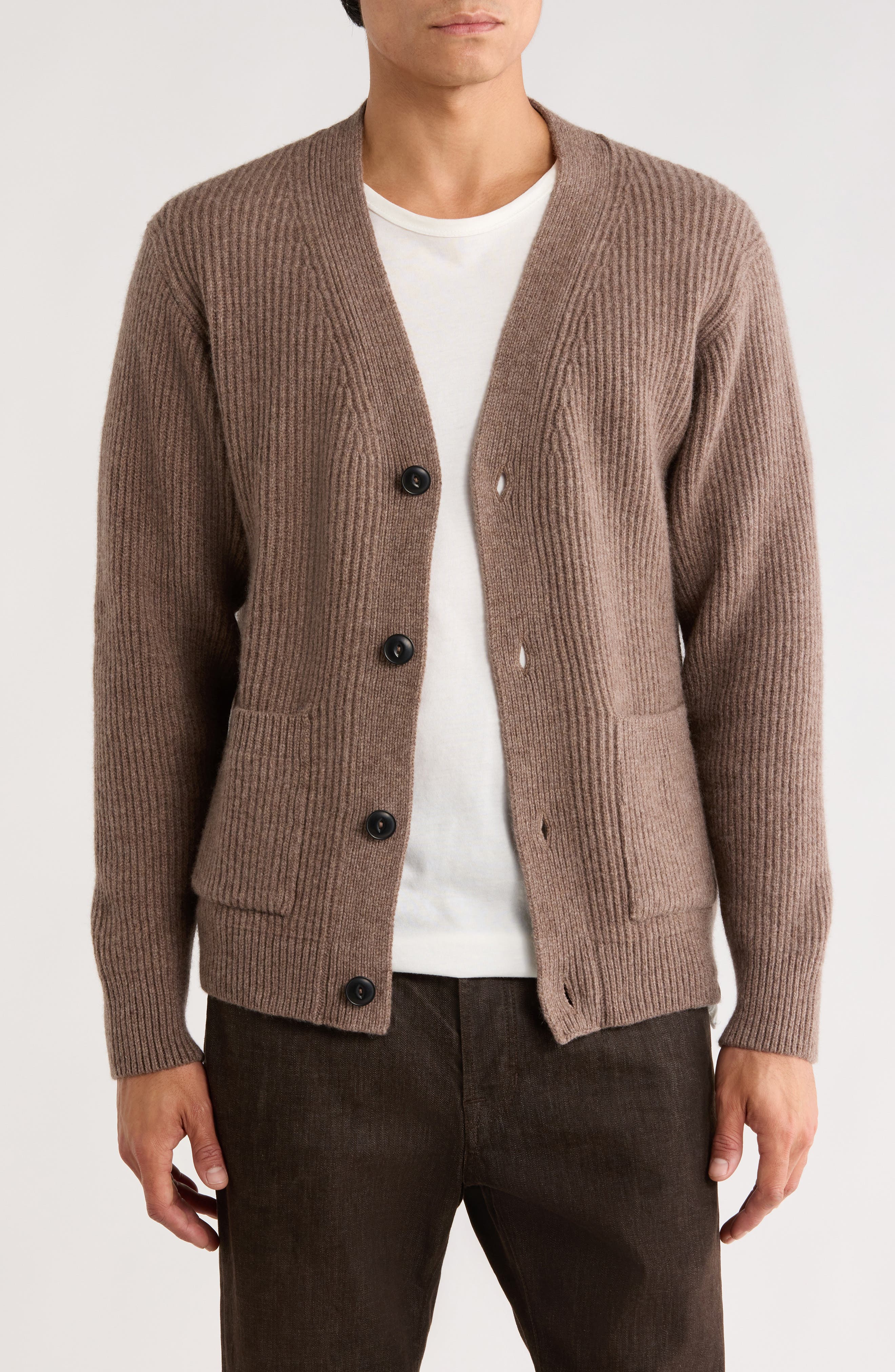 MERZ B SCHWANEN Relaxed Wool & Cashmere Rib Cardigan