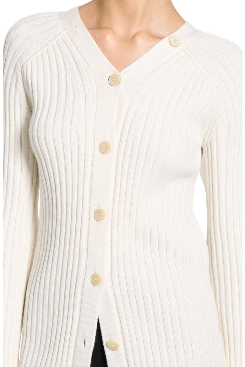 Rib Merino Wool Open Back Cardigan, Alternate, color, WHITE