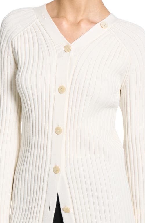 Theory Button-back Cardigan In Merino Wool In White