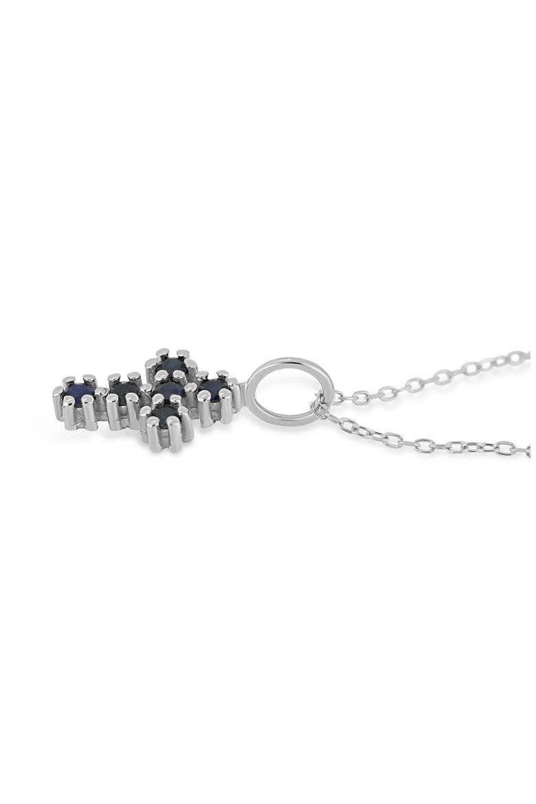El Mar 18K White Gold Sapphire Cross Pendant Necklace, Alternate, color, 18K