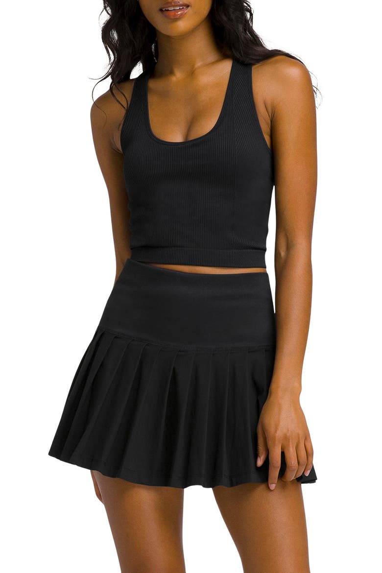 Midtown Pleated Tennis Skort, Main, color, BLACK