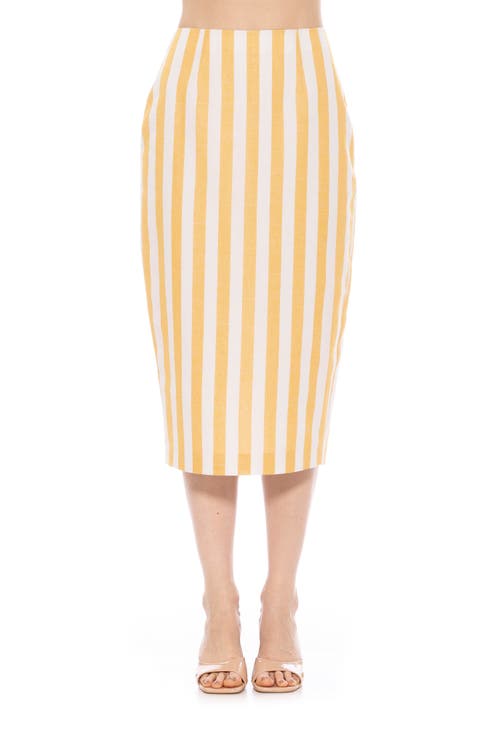 Jacki Stripe Linen Midi Pencil Skirt