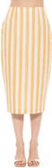 Alexia Admor Jacki Stripe Linen Midi Pencil Skirt