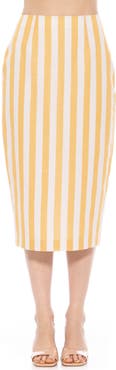 Alexia Admor Jacki Stripe Linen Midi Pencil Skirt