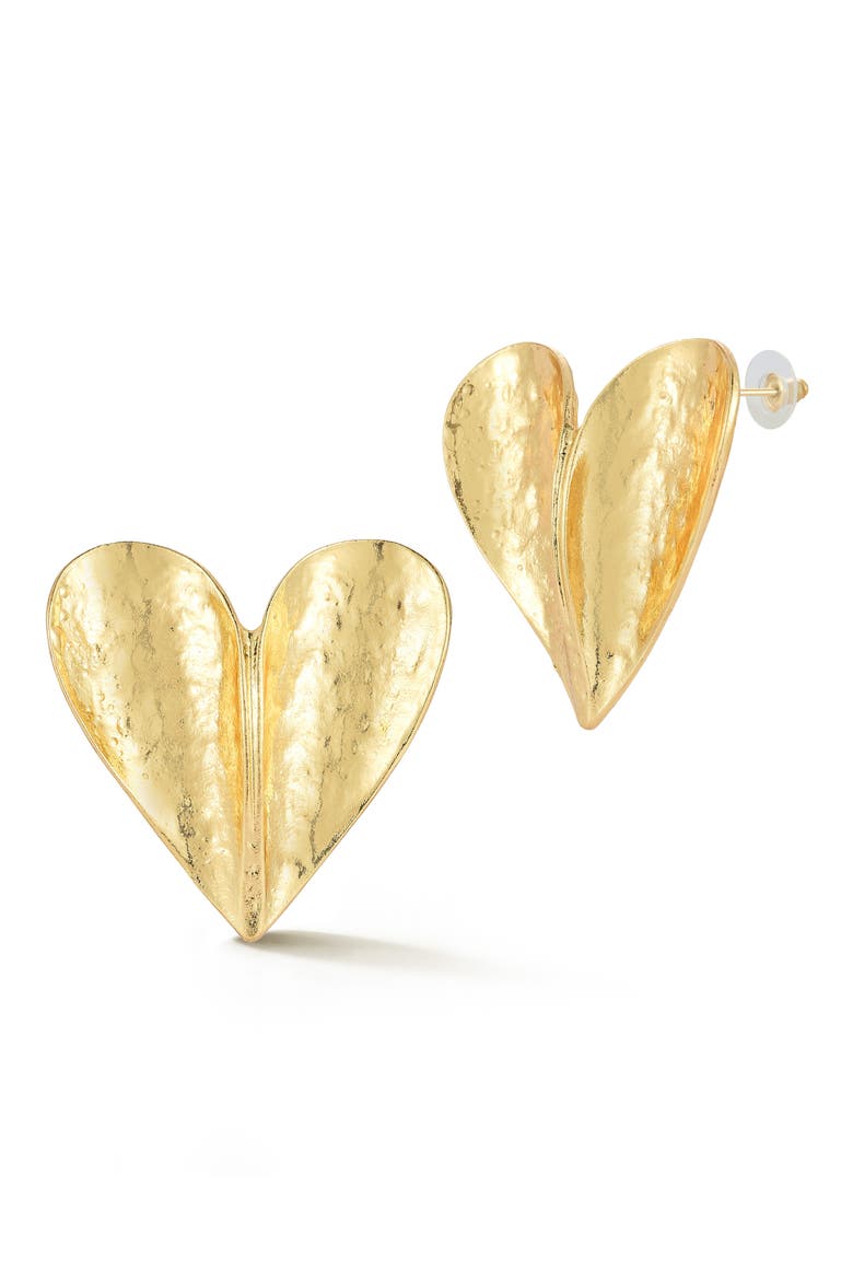 Heart Statement Stud Earrings, Main, color, GOLD