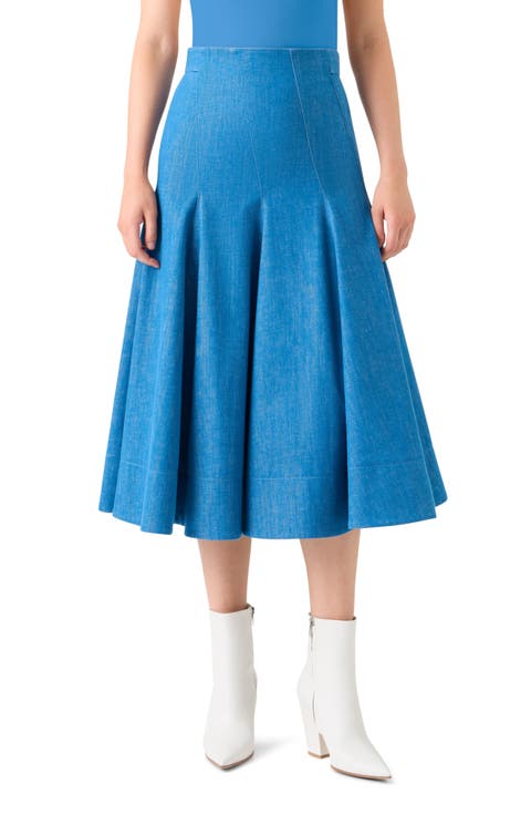 Denim Godet Skirt