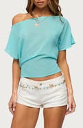 EDIKTED Noria One-Shoulder Sheer Chiffon Top
