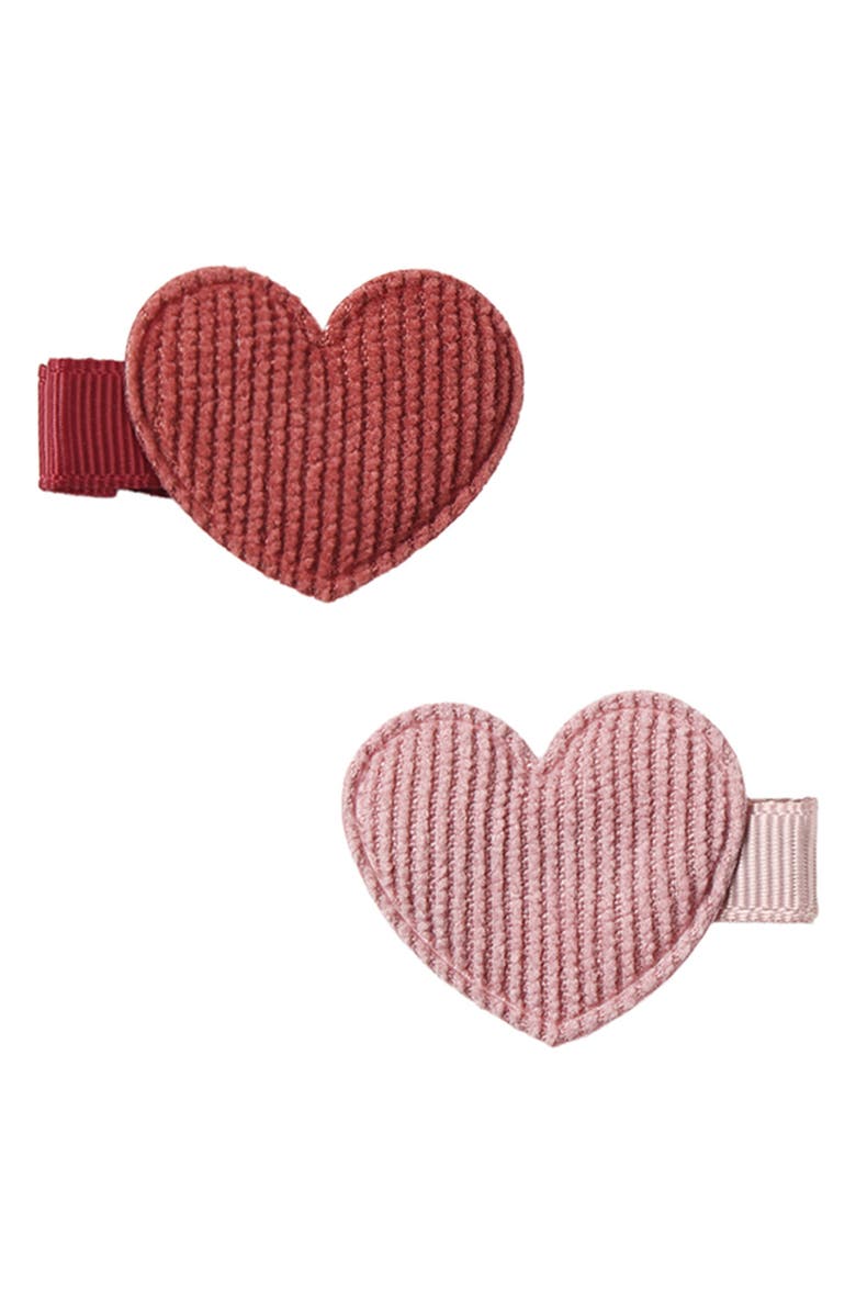 QUINCY MAE Set of 2 Heart Hair Clips, Main, color, Red-Pink
