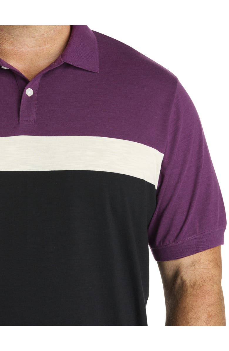 Harbor Bay by DXL Big & Tall Chest-Striped Polo Shirt, Alternate, color, Plum Multi