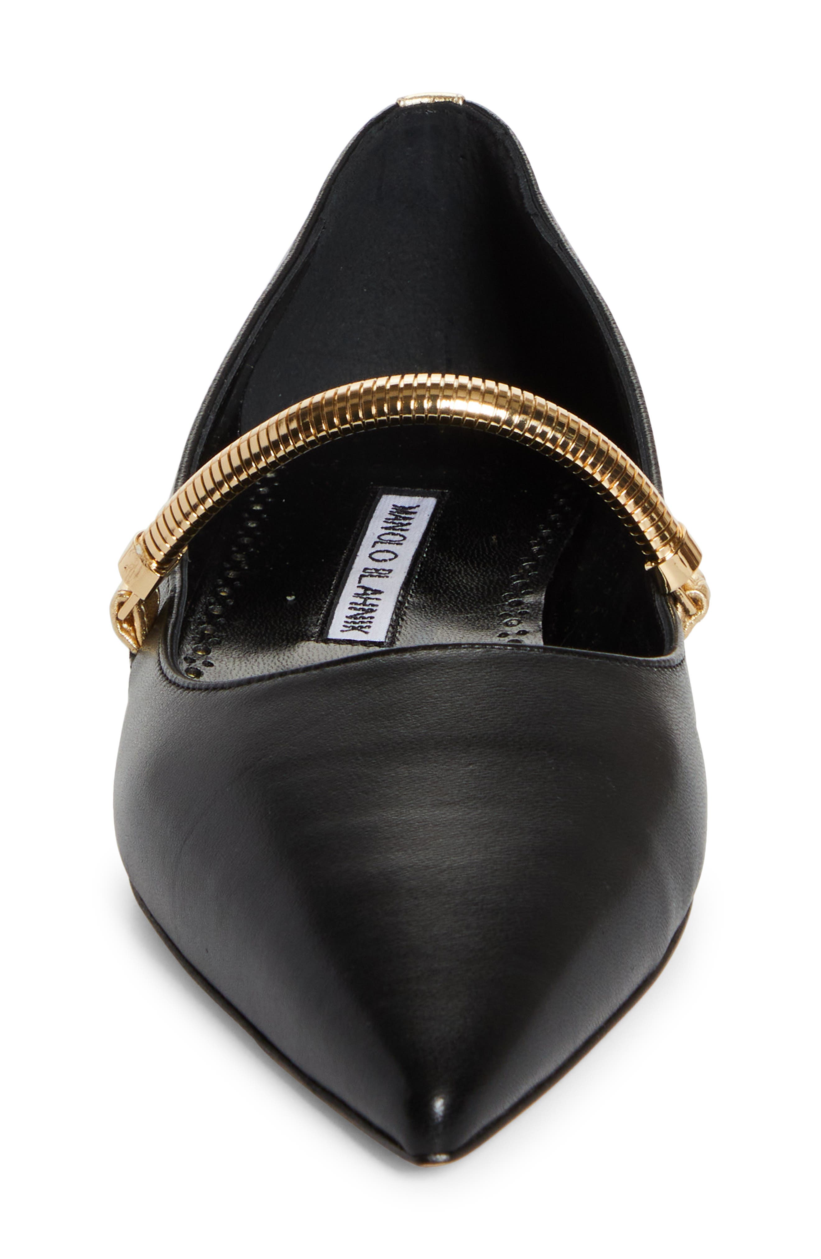 Peleona Pointed Toe Mary Jane Flat, Alternate, color, BLACK/ GOLD