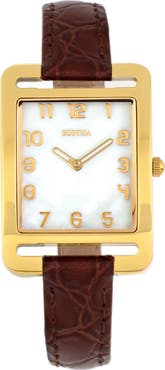 BERTHA Marisol Swiss MOP Leather-Band Watch