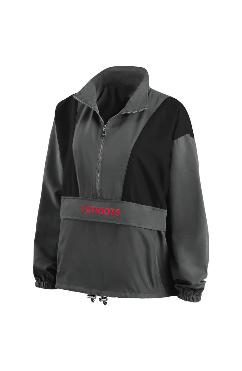 WEAR by Erin Andrews Women's WEAR by Erin Andrews Charcoal New England Patriots Popover Packable Half-Zip Jacket, Alternate, color, 