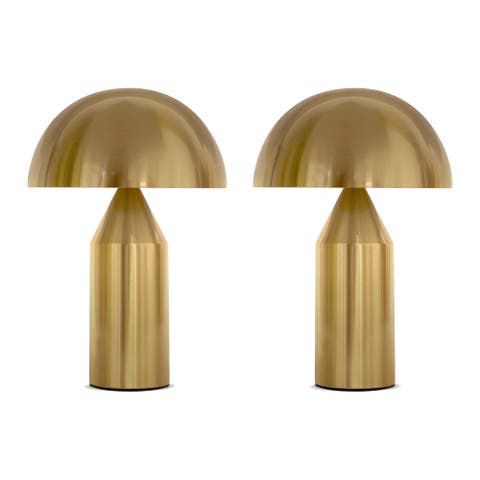 Venus Brass Dome LED Table Lamps, Modern, Set of 2