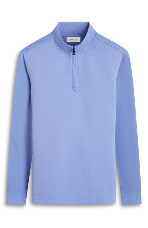 Bugatchi Quilted Quarter Zip Performance Pullover In Air Blue
