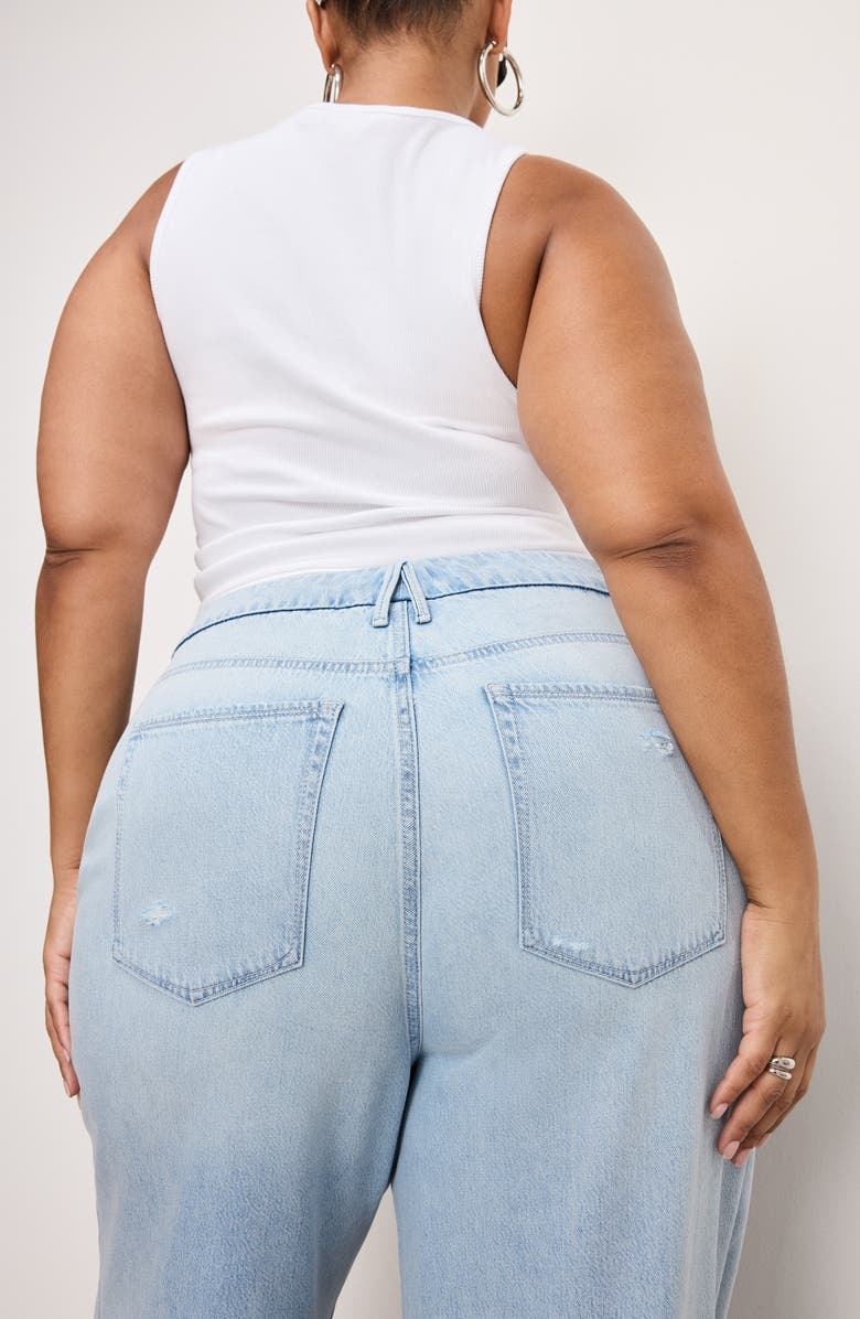 Good American Good Skate Fray Hem Crop Wide Leg Jeans, Alternate, color, Indigo959