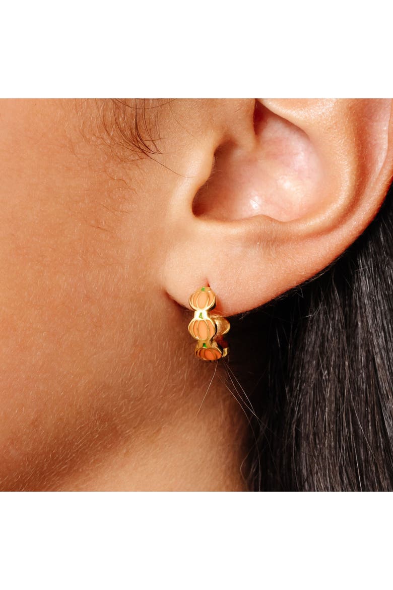 Repeat Pumpkin Hypoallergenic Hoop Earrings, Alternate, color, Orange