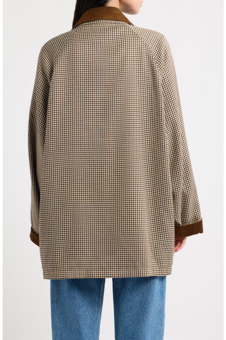 Houndstooth Jacket with Corduroy Trim, Alternate, color, BROWN