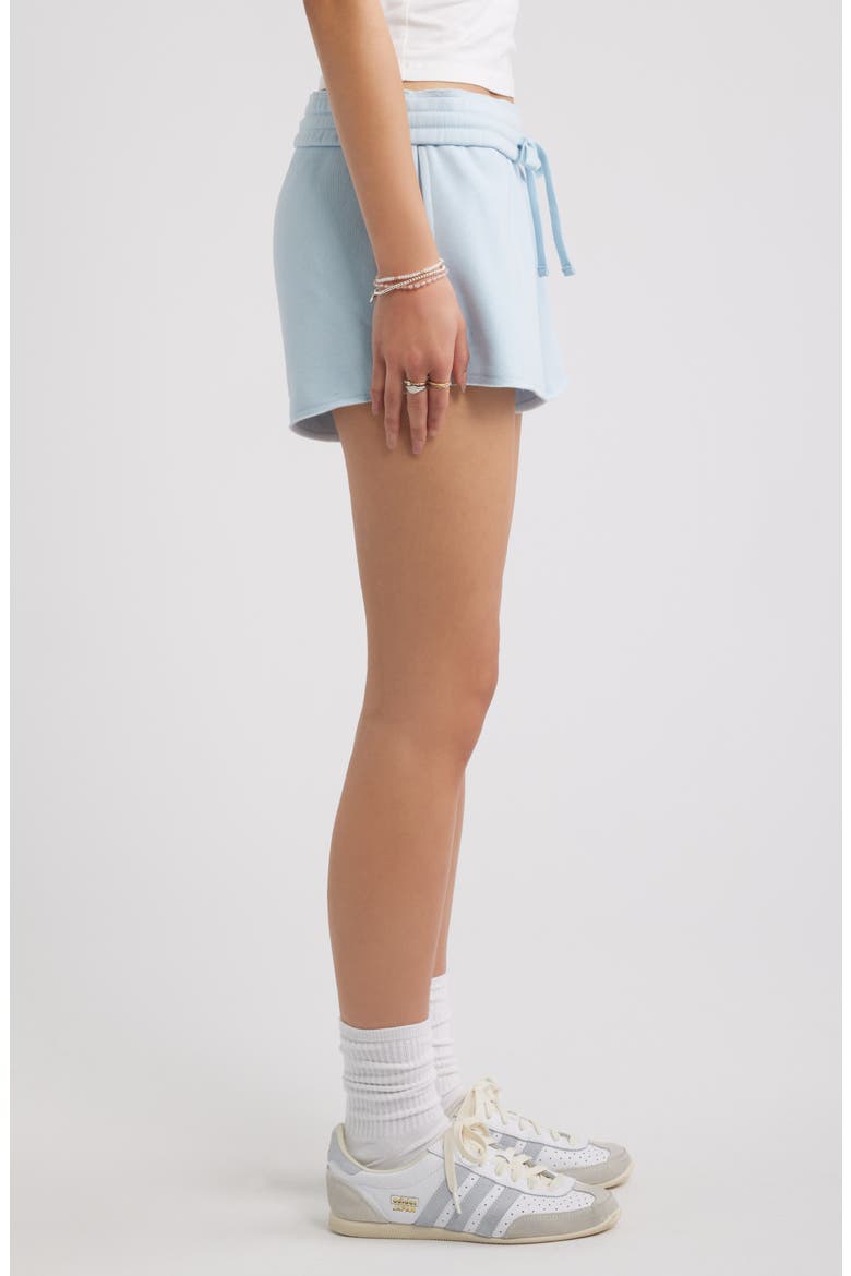 Foldover Fleece Mini Sweat Shorts, Alternate, color, BLUE SKYRIDE