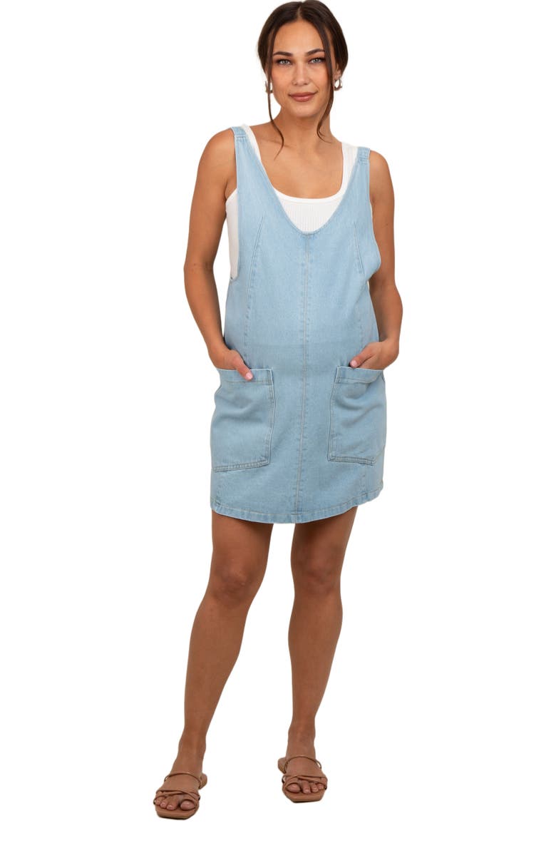 PinkBlush Denim Side Pocket Overall Dress, Main, color, Blue