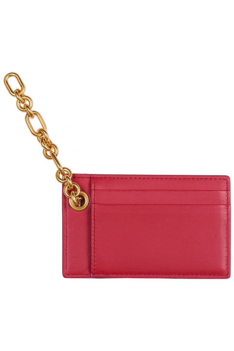 Pulse card holder in smooth leather, Main, color, red