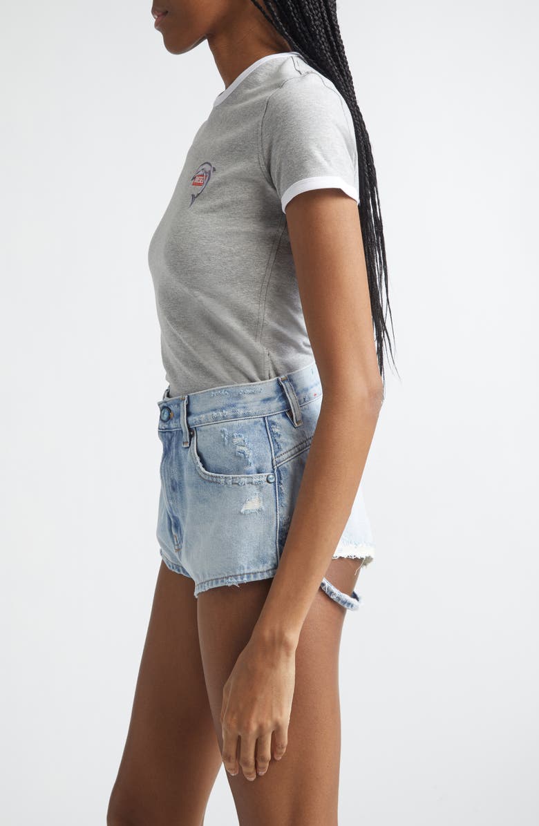 DIESEL<sup>®</sup> T-Uncuties Dolphin Logo Graphic Ringer T-Shirt, Alternate, color, Melange Grey