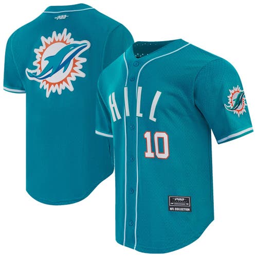 Pro Standard Tyreek Hill Aqua Miami Dolphins Mesh Button-up Baseball Jersey