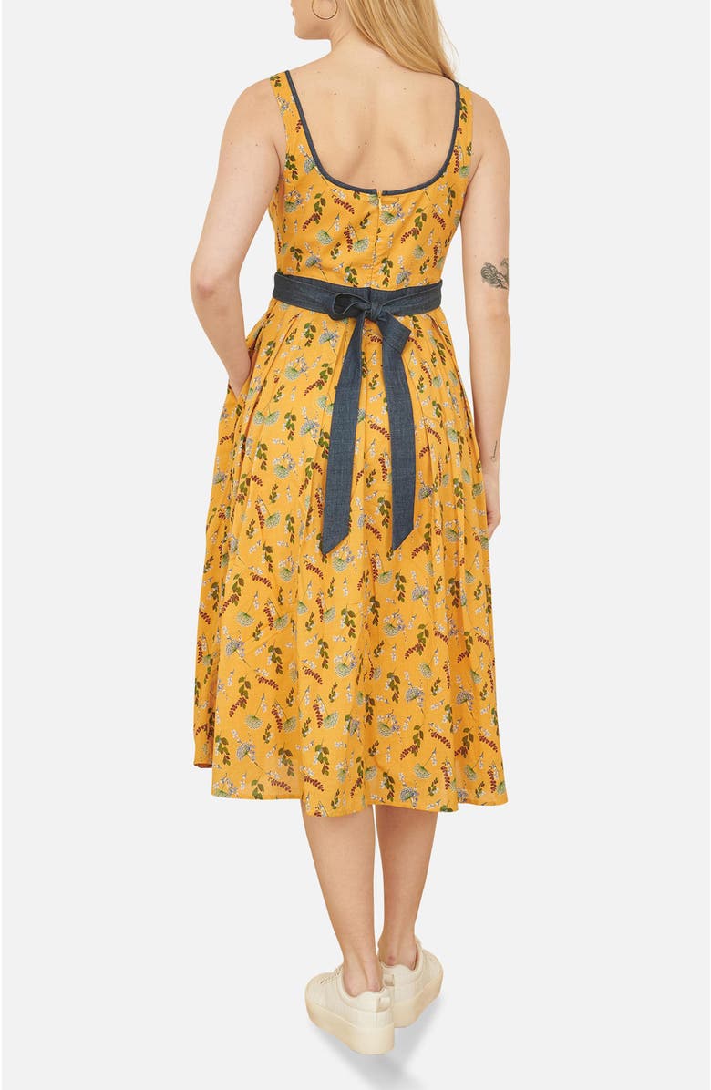 Yumi Cinched Waist Skater Dress, Alternate, color, Mustard