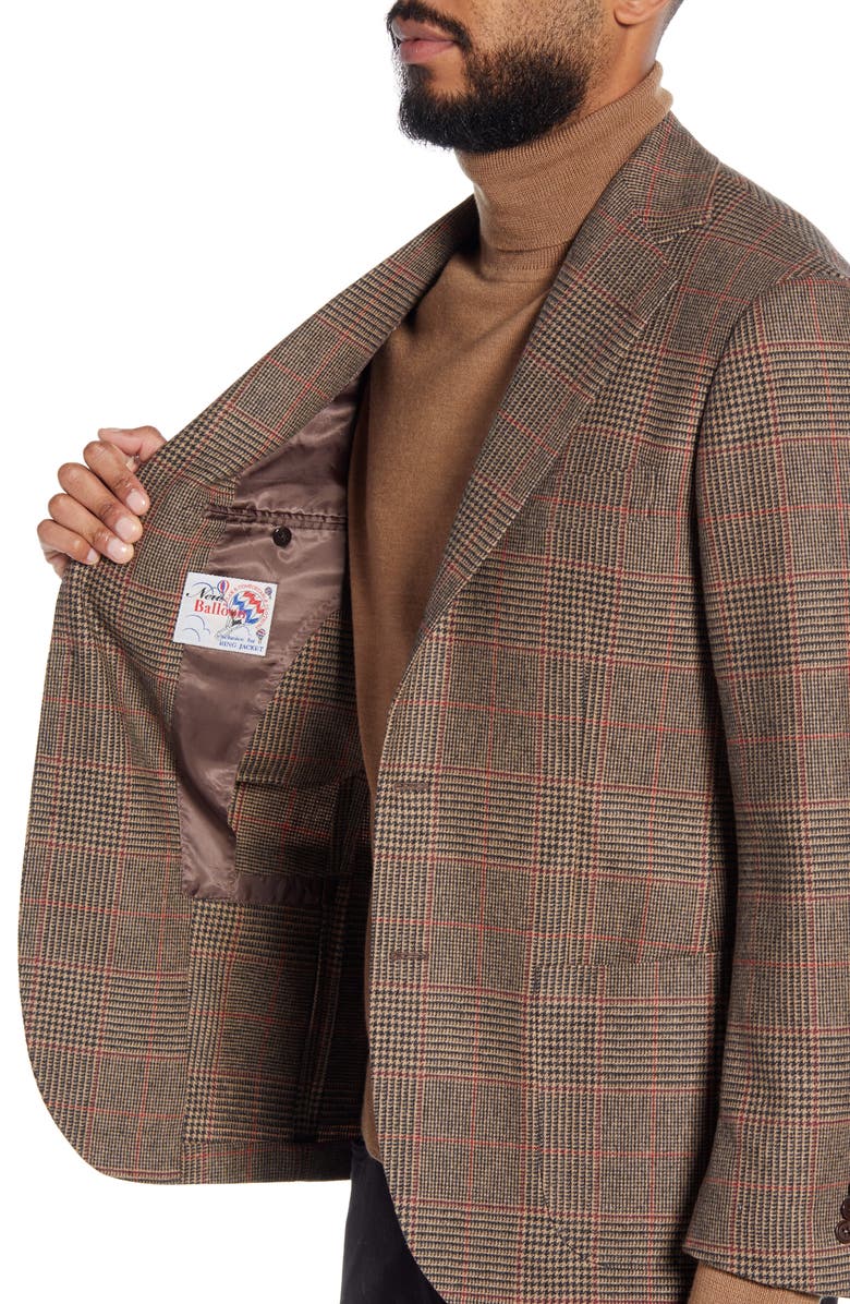 Ring Jacket Balloon Trim Fit Glen Plaid Sport Coat, Alternate, color, 